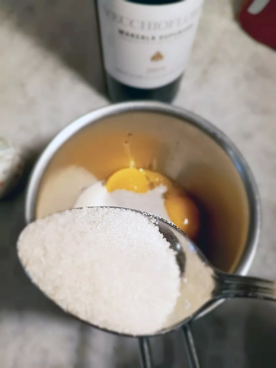 Mélange des ingrédients du zabaione